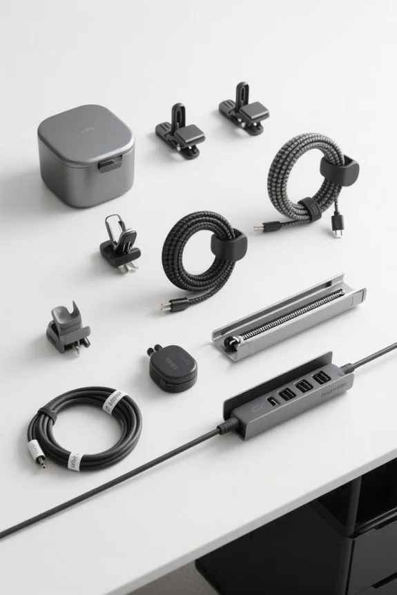 organize cords clean workspace